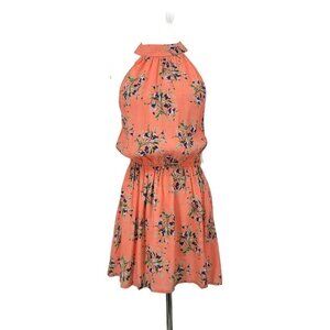 New Flynn Skye Poppy Mini Dress Womens Medium Evening Cuts Floral Rayon Halter